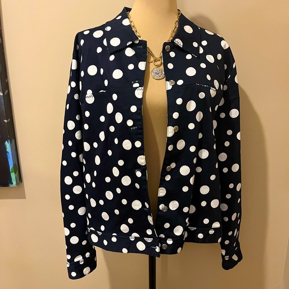 C&B Polka Dot Women's Jacket - Dark Navy and White, size L - Picture 1 of 9